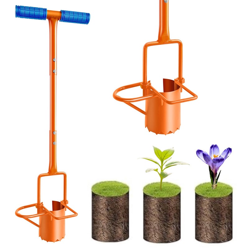 glorousamc Bulb Planter, Weeder, Sod Plugger, Flower Planting, Soil Sampler-5-IN-1 Lawn Tool and Garden Tool - Enhanced Bottom Edge for Easier Penetration, 33.5 Inchï¼ˆAï¼‰ - Image 1
